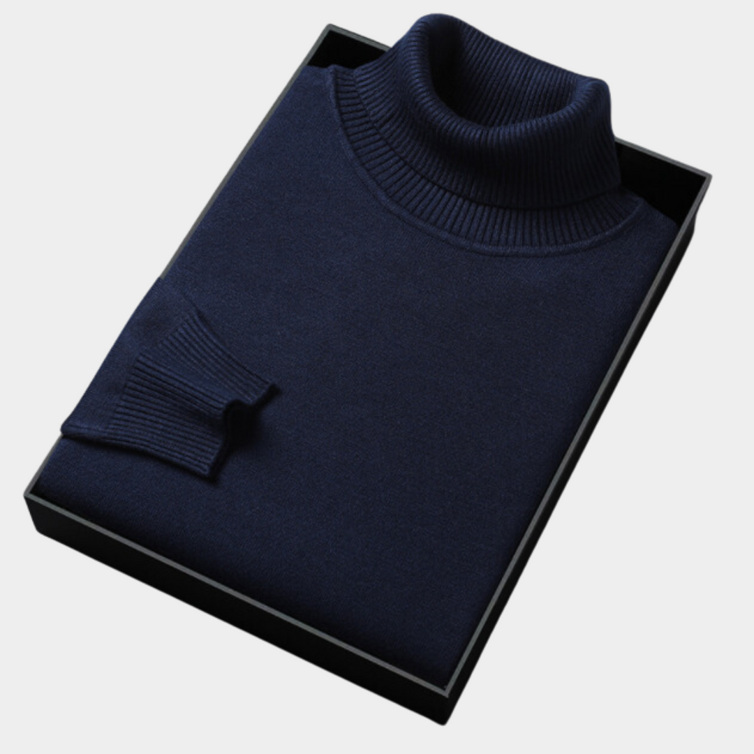 Classic men's polo roll neck sweater in a tailored fit, combining comfort with sophisticated style.