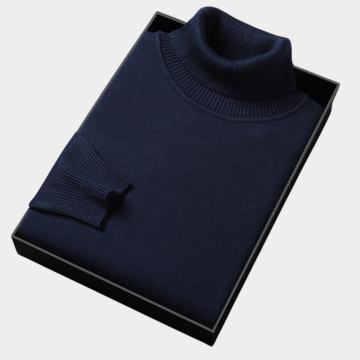 Classic men's polo roll neck sweater in a tailored fit, combining comfort with sophisticated style.