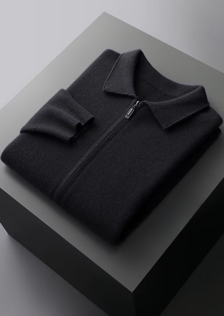 Essential men's zip-up cardigan, a smart casual layer for any season and occasion.