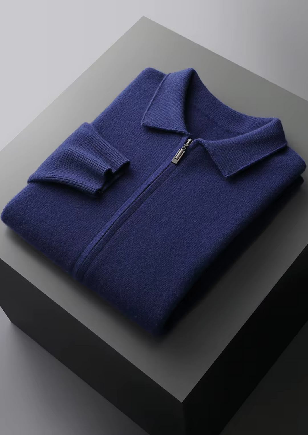 Men's collared zip-up cardigan top, perfect for smart casual & business casual outfits.