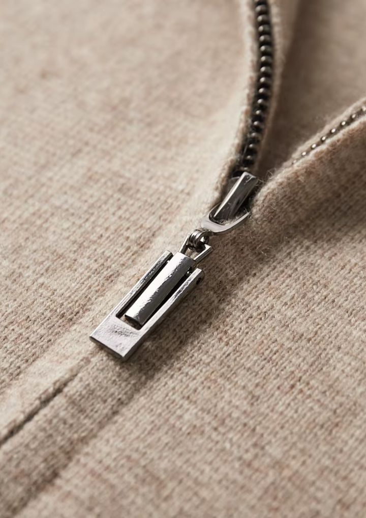 Versatile men's zip-up cardigan, a smart casual all-season layer for any modern outfit.