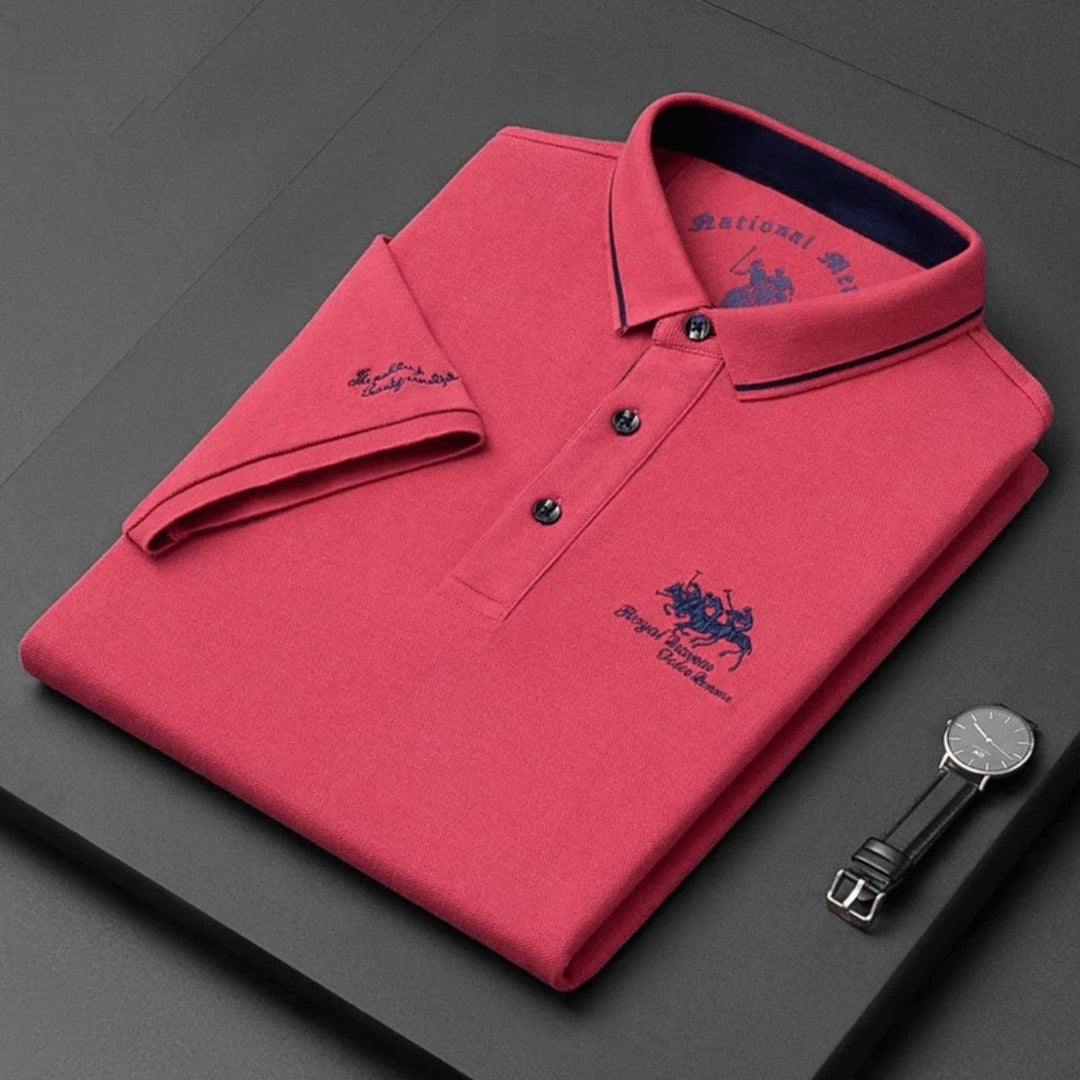 Men's casual embroidered polo top, crafted with breathable fabric for ultimate comfort during warm weather.