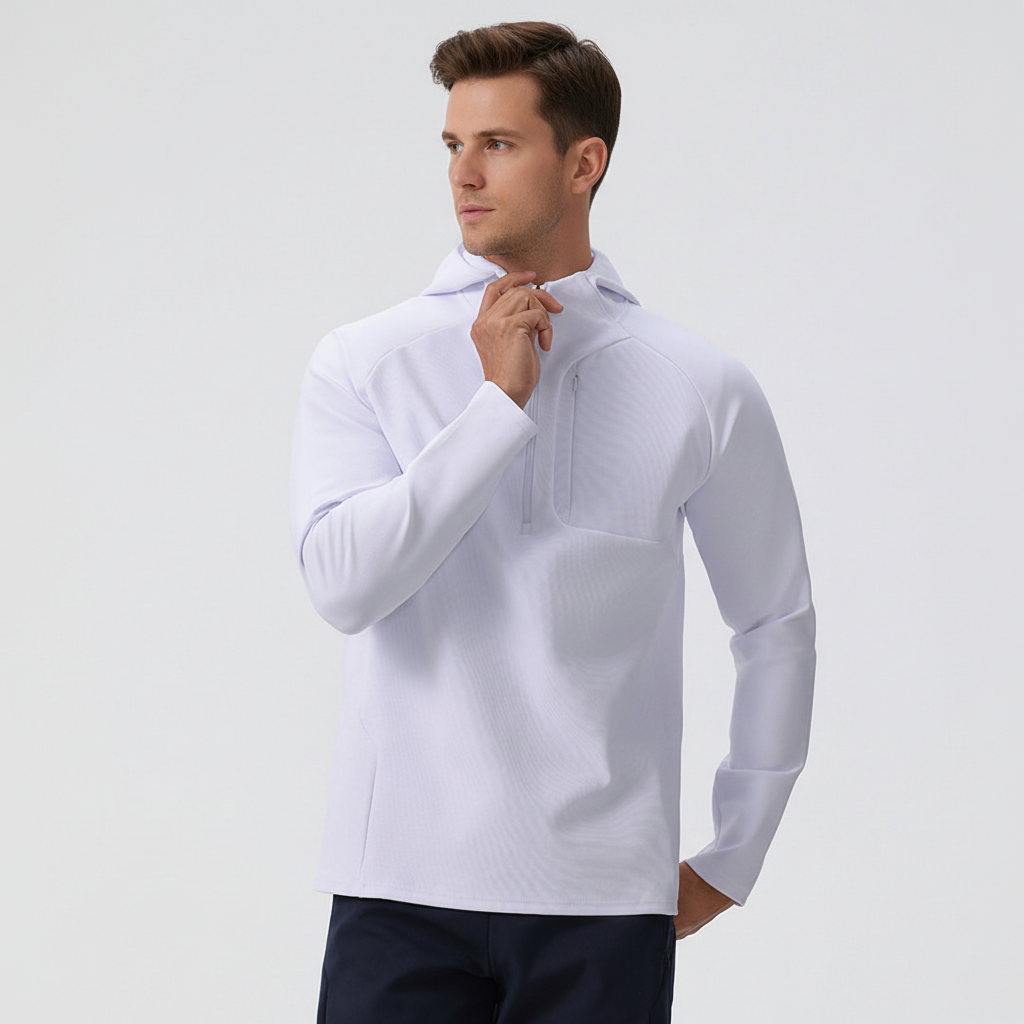 Men's breathable stretch performance jacket, ideal for activewear, workouts, or urban style. Lightweight & comfortable.