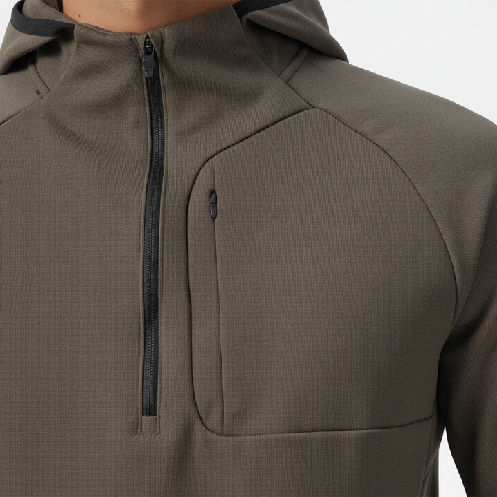 Stylish men's stretch performance jacket, breathable and lightweight, offering comfort for active lifestyles & urban fashion.