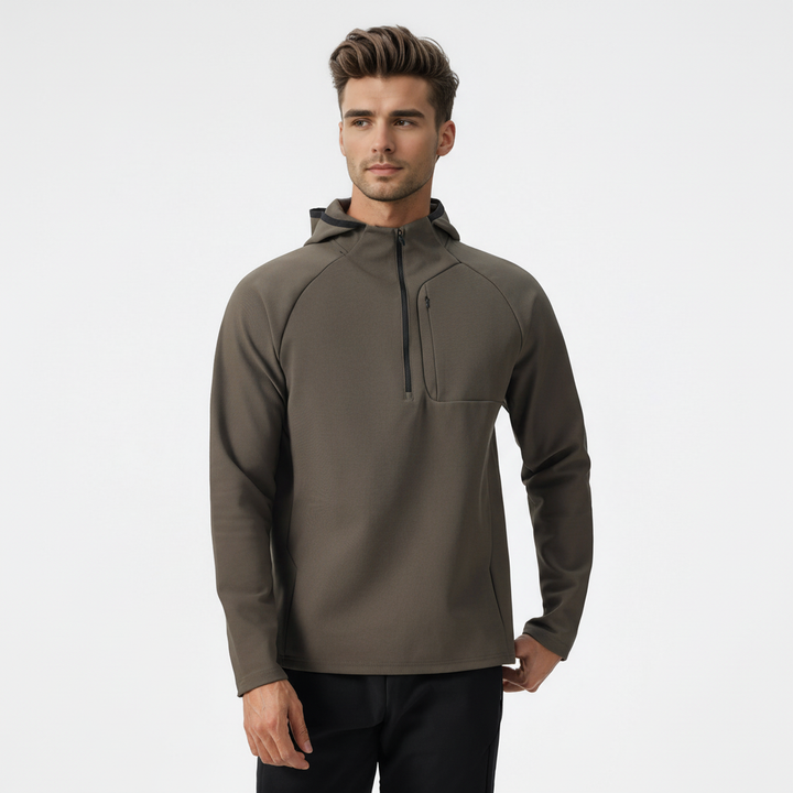 Men's performance stretch jacket, highly breathable & lightweight. Essential activewear for modern men's workout gear.
