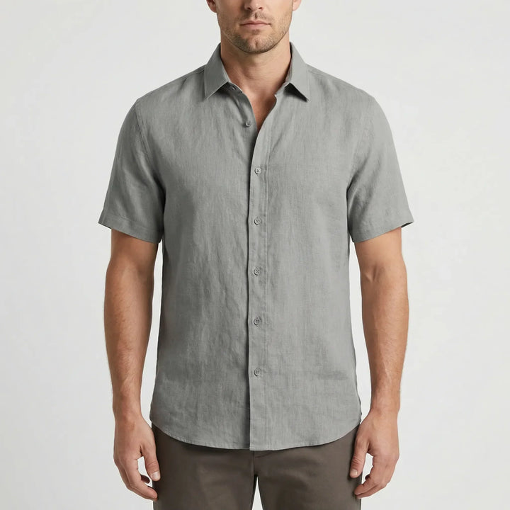 Stylish men's casual short sleeve button-up shirt, a versatile top for warm weather fashion.