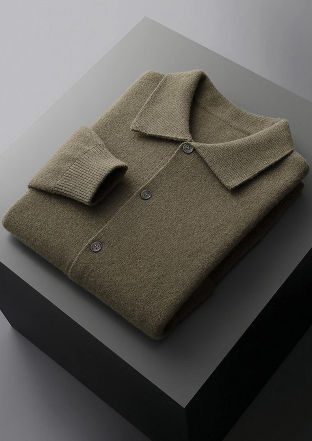 Year-round men's button-up cardigan, great for layering, with stylish patch pockets and long sleeves.
