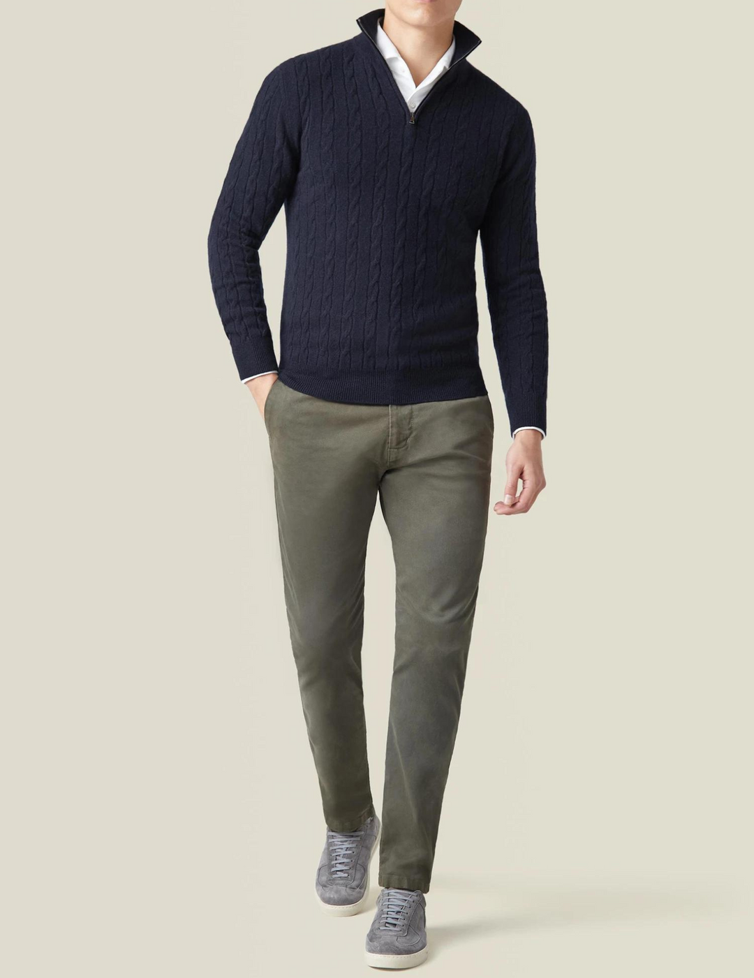 Men's Cable-Knit Quarter-Zip Sweater, timeless style and cozy warmth for him.