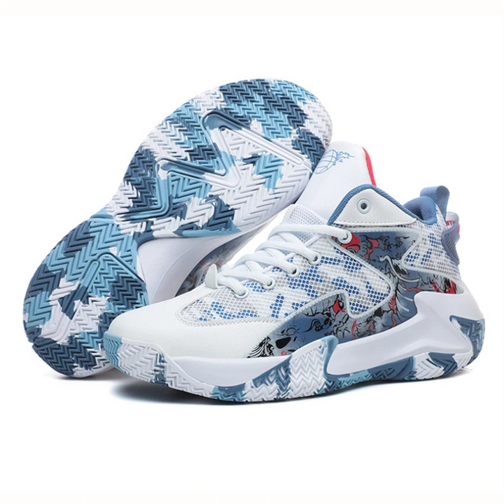Calvin men's sports sneakers, bold graphic print, high-top court shoe for superior support.