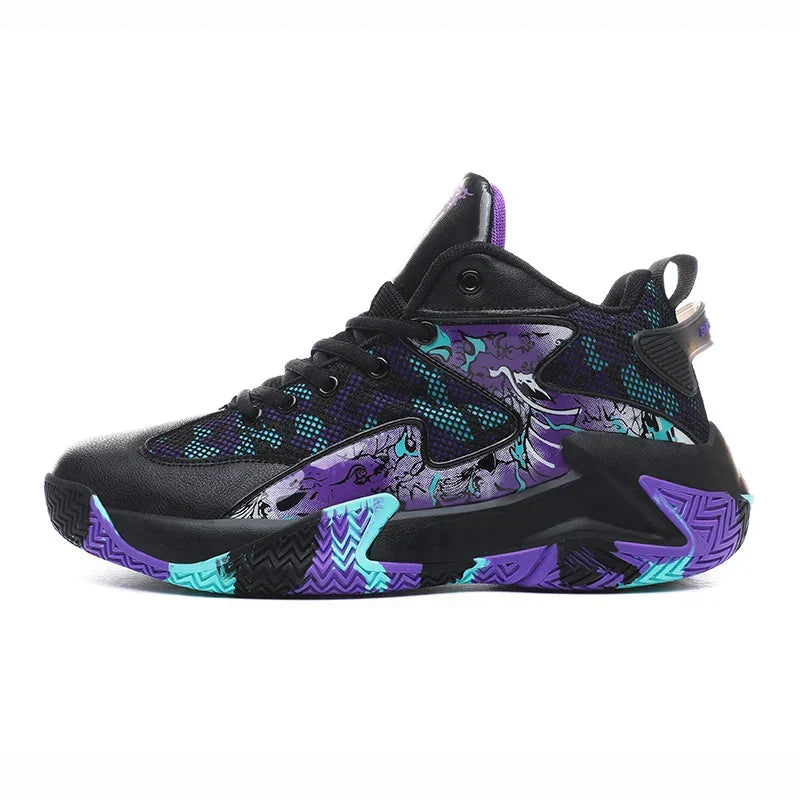 Calvin men's bold graphic court sneakers, high-top with ankle support, ideal for sports.