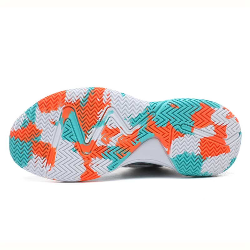 Performance men's sneakers, bold graphic court trainer, durable grip for athletic play.