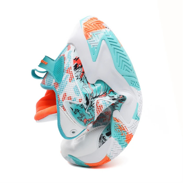 Calvin men's high-top graphic print sneakers, ideal for court sports, comfortable ankle support.