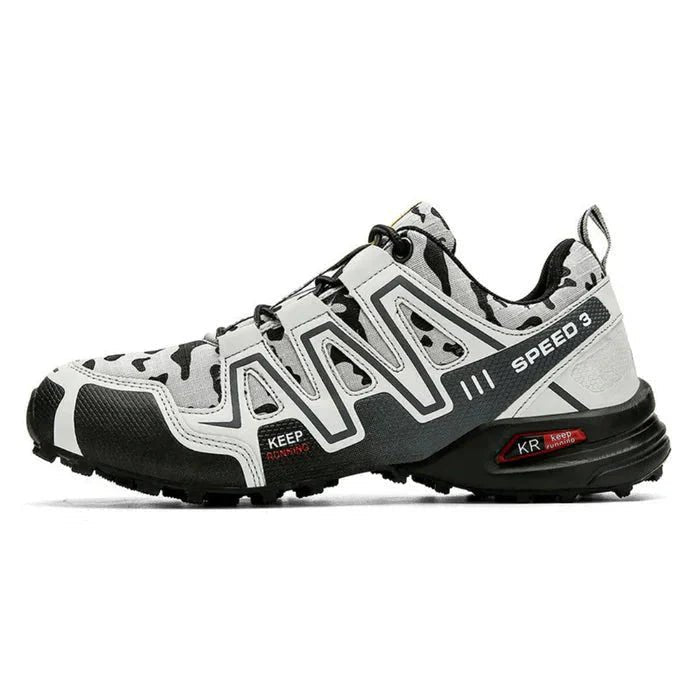 Fashionable men's camouflage sneakers, blending orthopedic comfort with casual active wear.