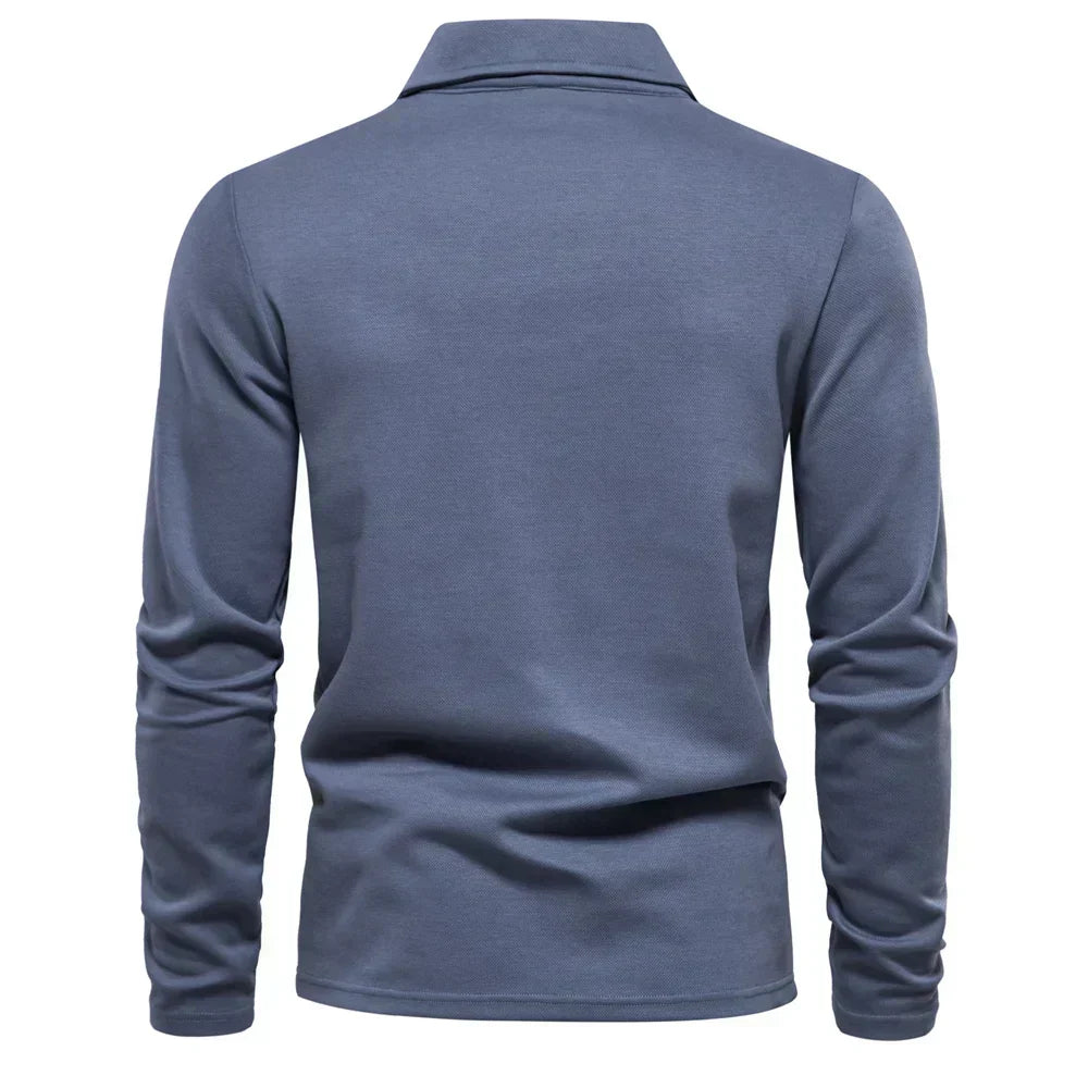 Carlton men's long-sleeve polo shirt featuring a stylish turn-down collar for a refined smart-casual look.