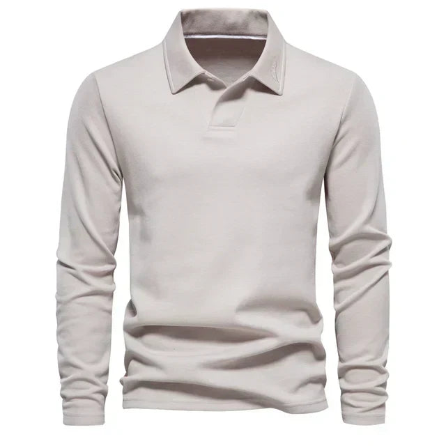 Carlton men's long-sleeve polo shirt with turn-down collar for a polished look in office or casual settings.