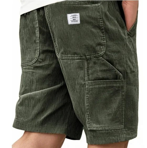 Stylish men's utility shorts with ample cargo pockets, offering comfort & relaxed fit for everyday casual wear.
