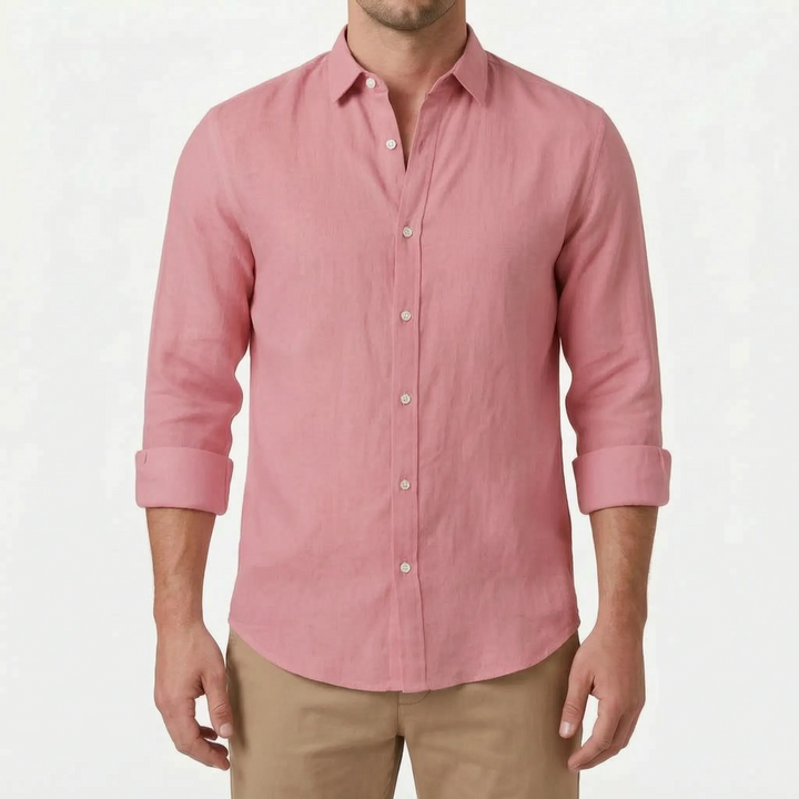 Relaxed fit men's casual button-up shirt, long sleeve, ideal lightweight top for everyday wear.