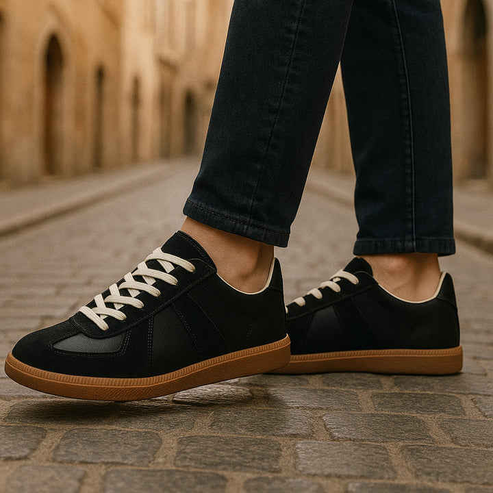 Men's low top lace-up casual sneakers offering comfortable everyday wear and a secure non-slip sole.