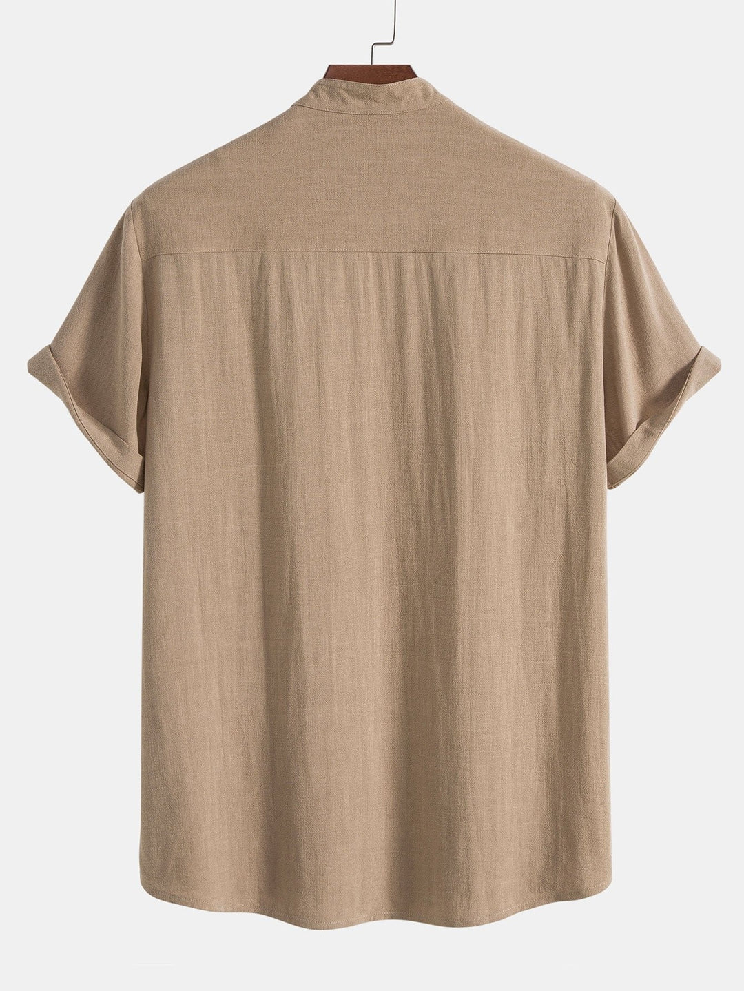 Enjoy summer in this men's casual shirt & pants set with rolled cuffs. Breathable, stylish vacation outfit.