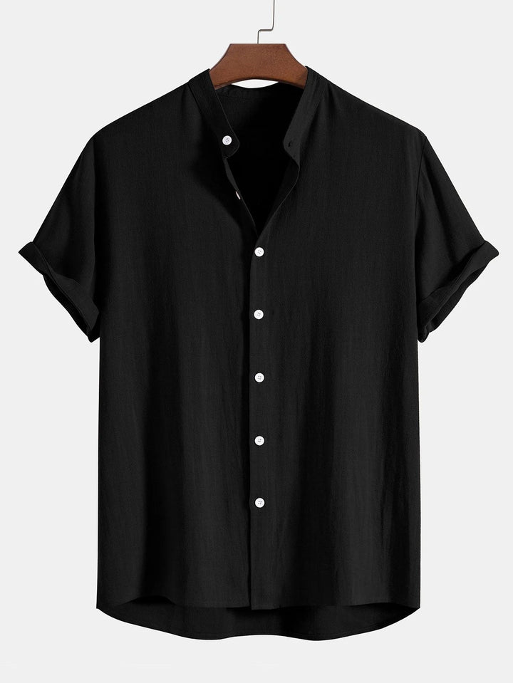 Men's elegant casual two-piece set: shirt & pants with rolled cuffs. Perfect for beach wear & summer fashion.