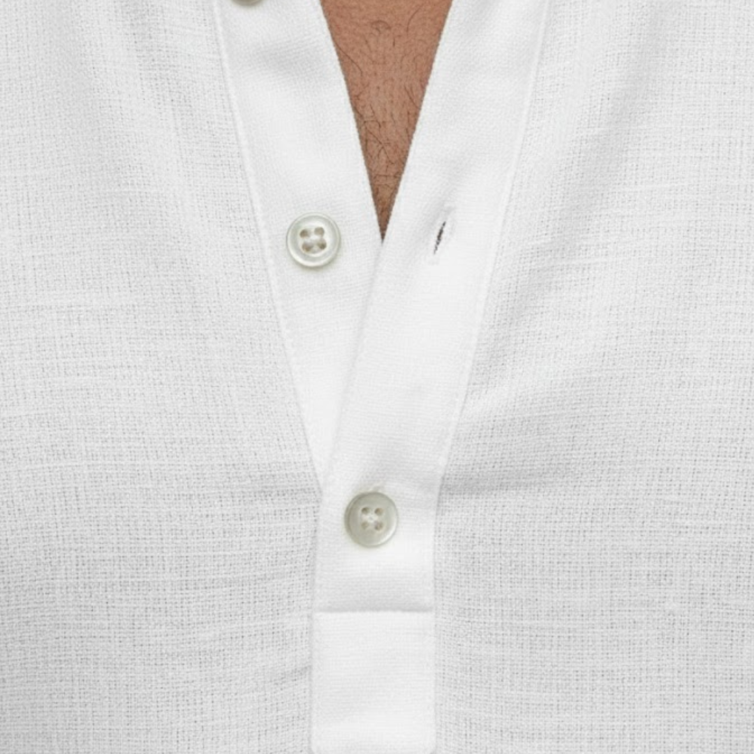 Trendy men's short sleeve Henley shirt, a casual summer polo top for modern daily wear fashion.