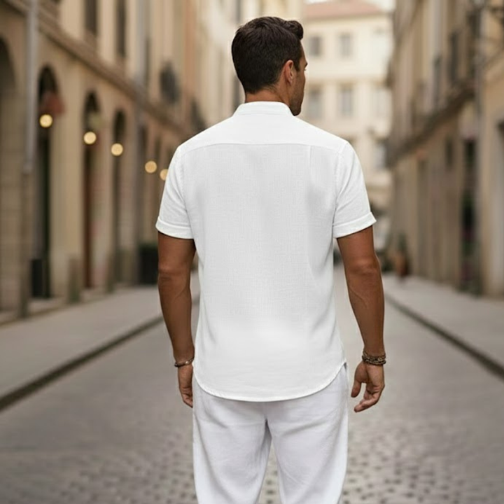 Comfortable men's short sleeve Henley, a lightweight polo style top for casual summer fashion.