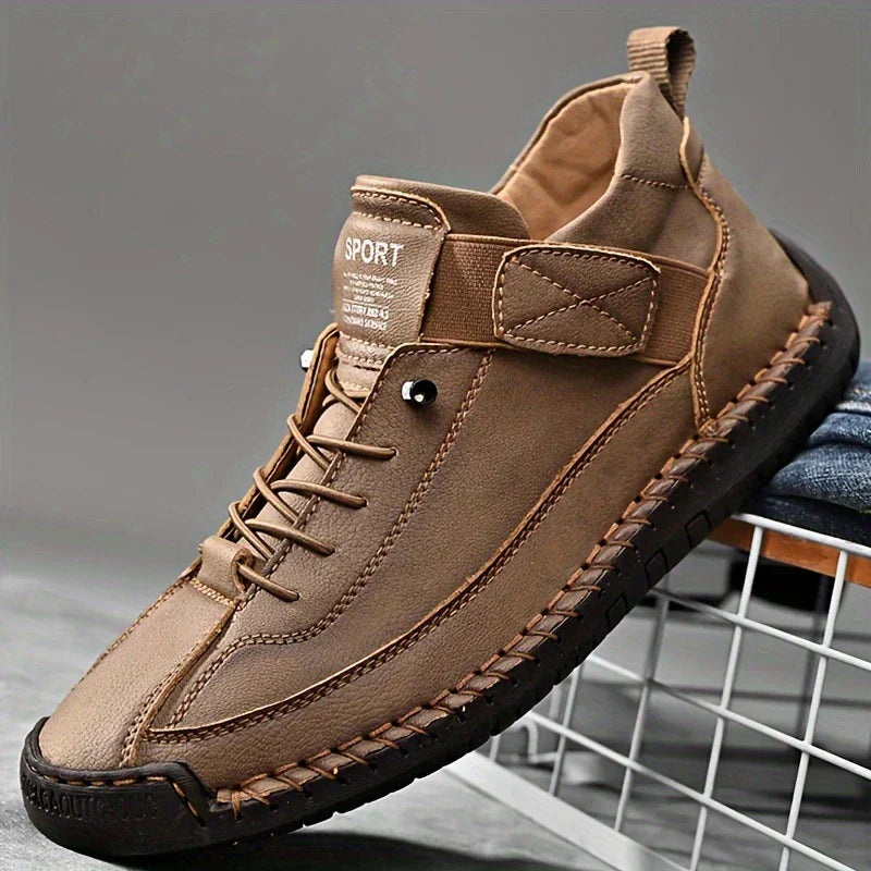 Men's walking sneakers, featuring wide toe comfort & non-slip design for active everyday use and versatility.