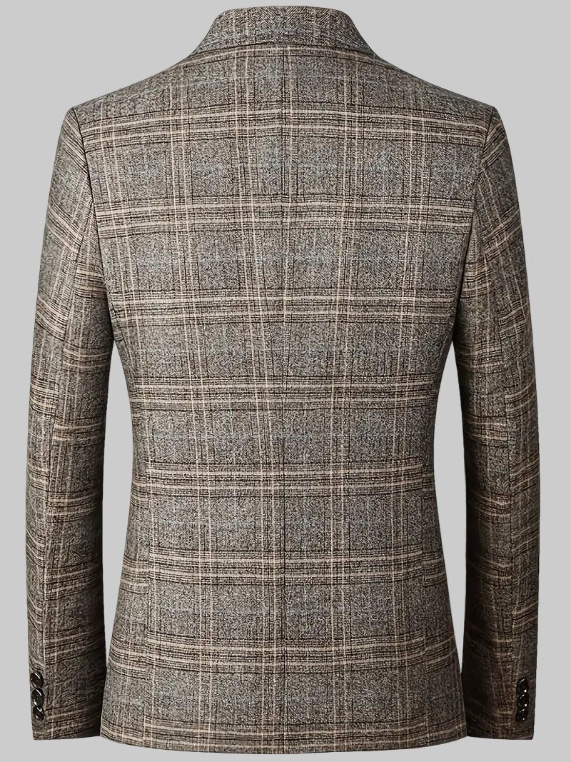 Stylish men's heritage checked blazer jacket, great for formal events or professional business wear.