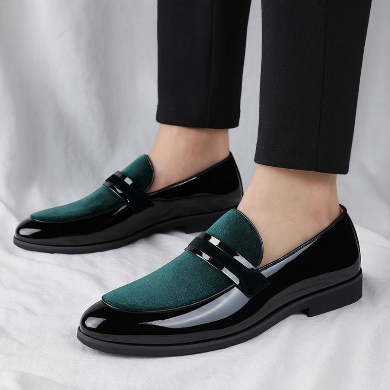 Versatile men's leather slip-on penny loafers, ideal comfortable dress shoes for formal or casual men's fashion.