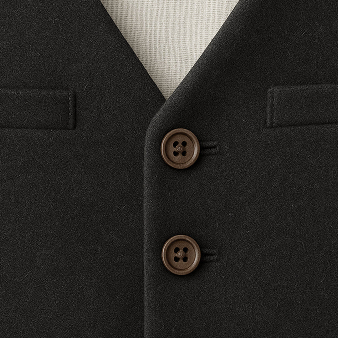 Tailored men's waistcoat with button-up front, ideal for formal occasions and smart fashion.