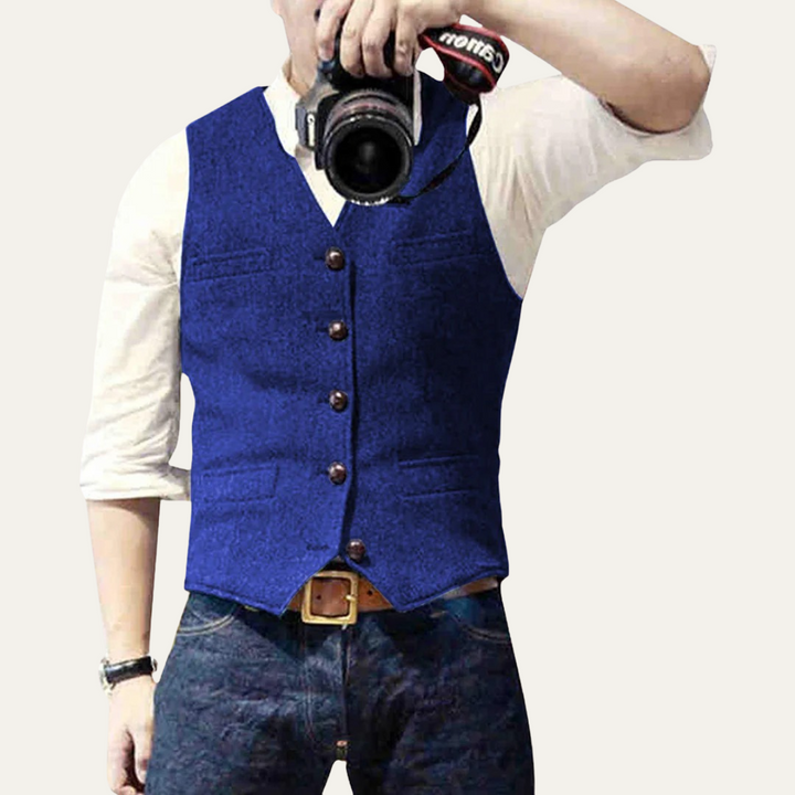 Button-up men's waistcoat, a timeless piece for smart-casual events and refined attire.