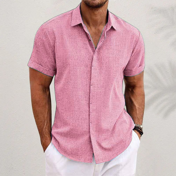 Men's summer button shirt with a classic collar and relaxed fit, a casual short sleeve top for everyday fashion.