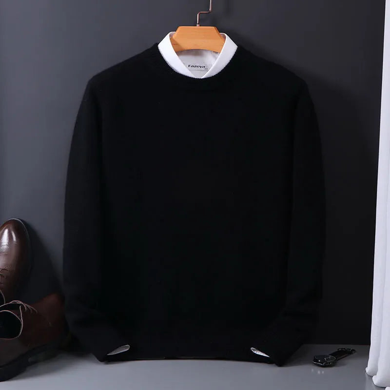Comfortable men's long-sleeve knitwear, soft crew neck sweater for a relaxed yet polished look.
