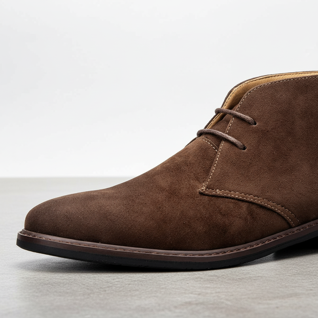 Comfortable men's desert boots, durable for all-season wear, featuring slip-resistant sole and classic style.