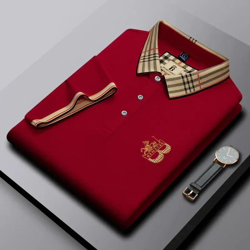 Summer-ready men's collared polo shirt, breathable & stylish for daily wear. Classic fit.