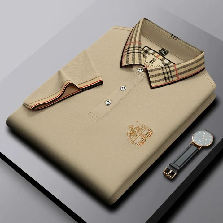 Men's fashion short-sleeve polo in a classic fit, essential for smart casual outfits.