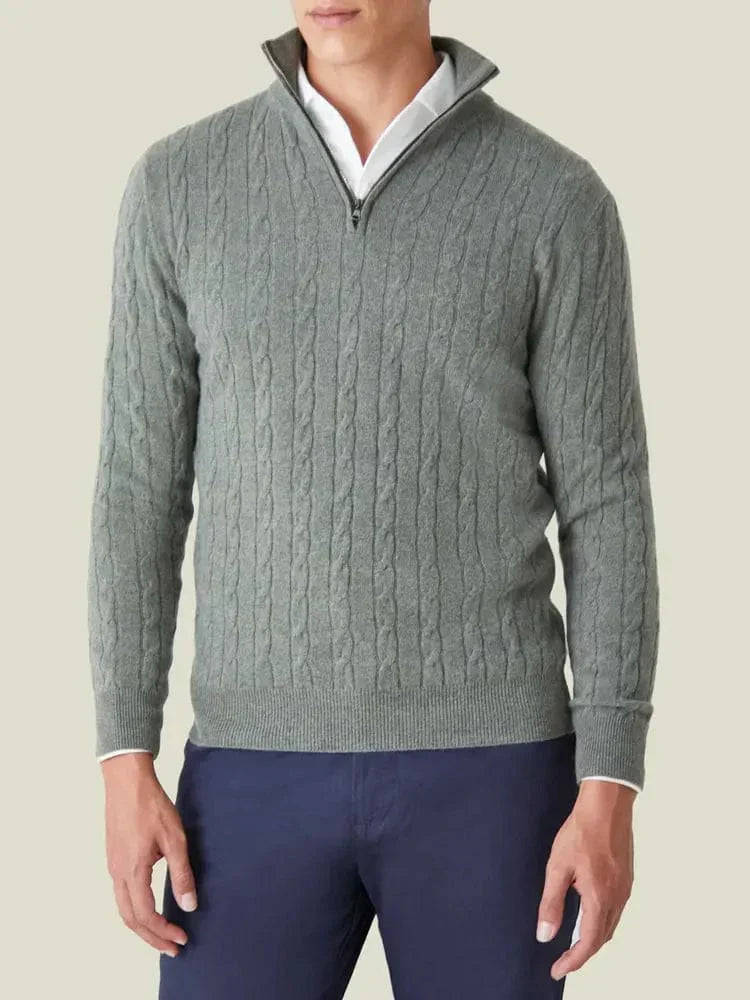 Men's smart casual half-zip jumper. Long sleeve, stand collar. Perfect for cozy winter wear.