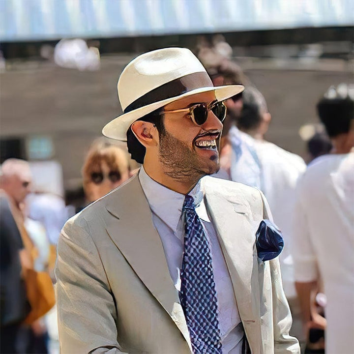 Stylish men's classic Panama hat. Handmade for sun protection, perfect beach or summer headwear.