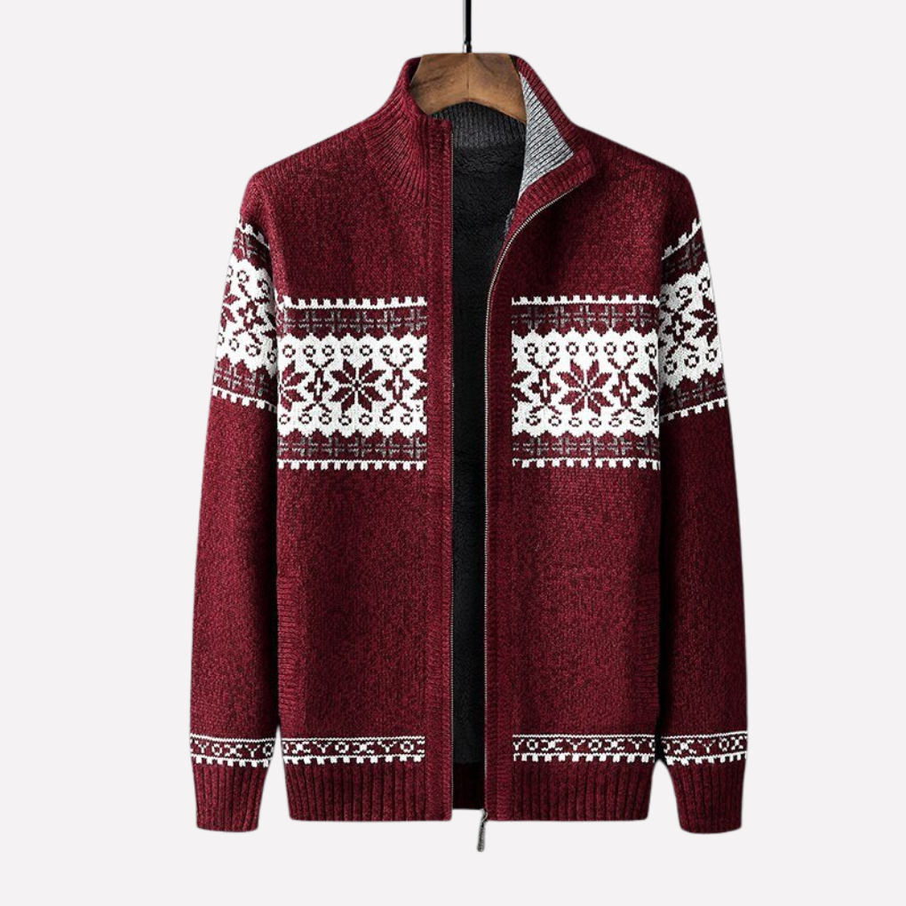 Comfortable men's winter cardigan, a soft knitted sweater. Essential men's knitwear for versatile cold weather layering.