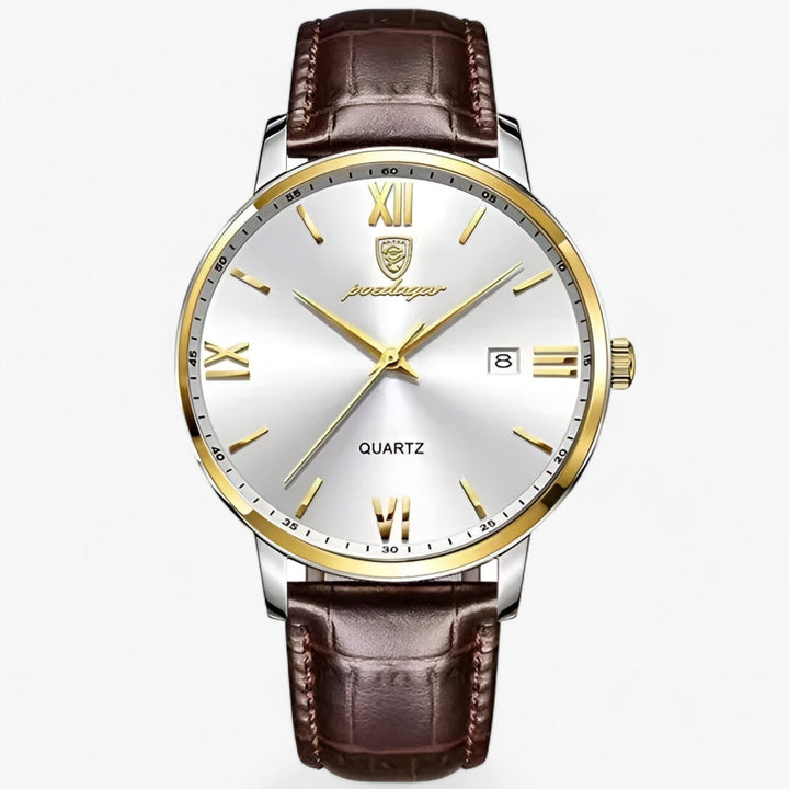 Men's classic leather strap quartz watch, elegant and versatile, perfect for business or casual wear.