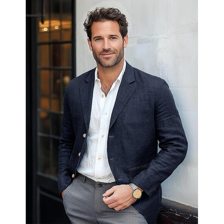 Men's classic lightweight blazer in charcoal, perfect for smart casual or business attire. Versatile tailored fit.