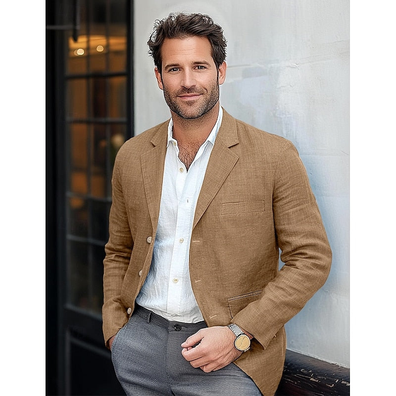 Lightweight men's blazer for all-season wear. Smart casual tailored jacket for versatile business & everyday style.