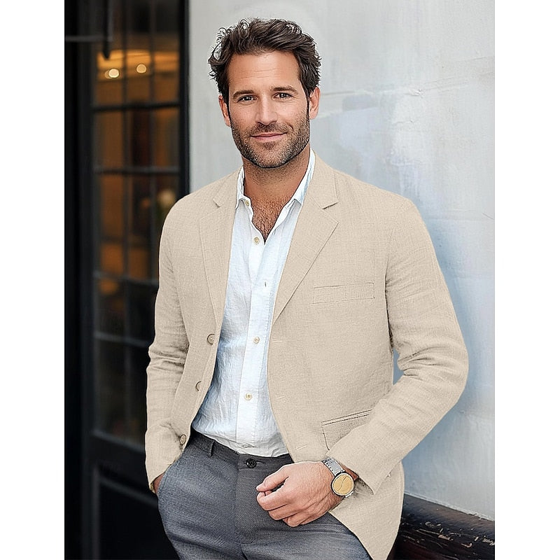 Stylish men's classic blazer, a versatile lightweight jacket for smart casual fashion or professional business wear.