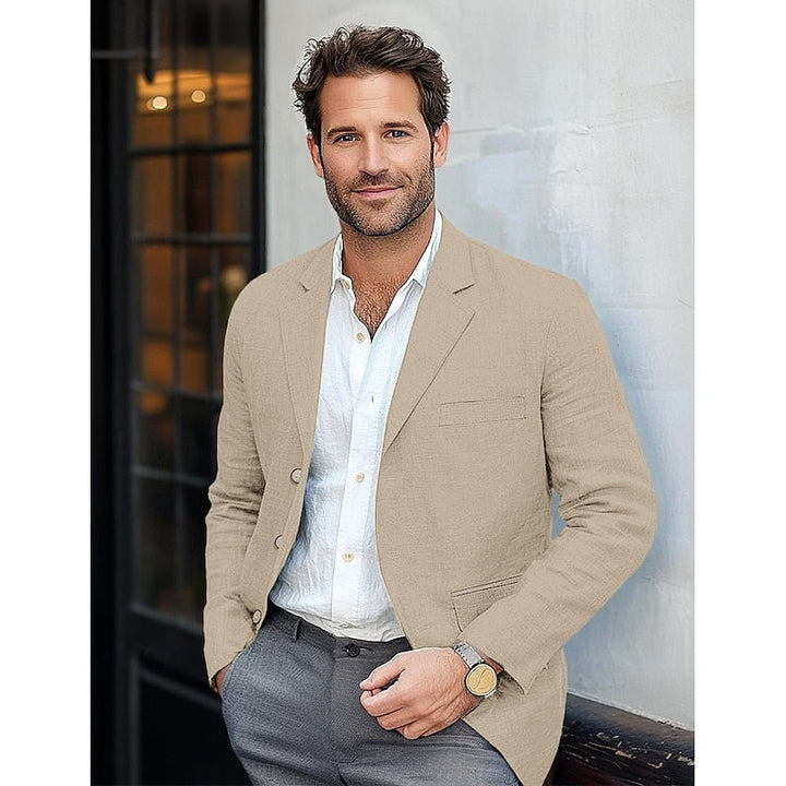 Classic men's lightweight blazer, an all-season tailored jacket perfect for smart casual, business, or formal wear.
