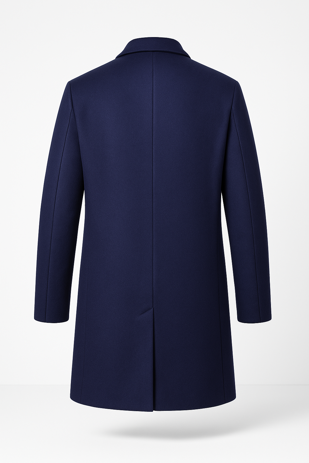 Stylish men's long overcoat, a classic winter trench coat with notch lapel. Perfect elegant outerwear.