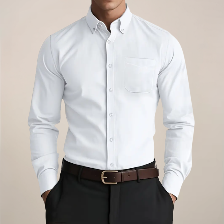 Men's classic long sleeve button-up shirt. Versatile for casual outings or professional office wear. A wardrobe staple.