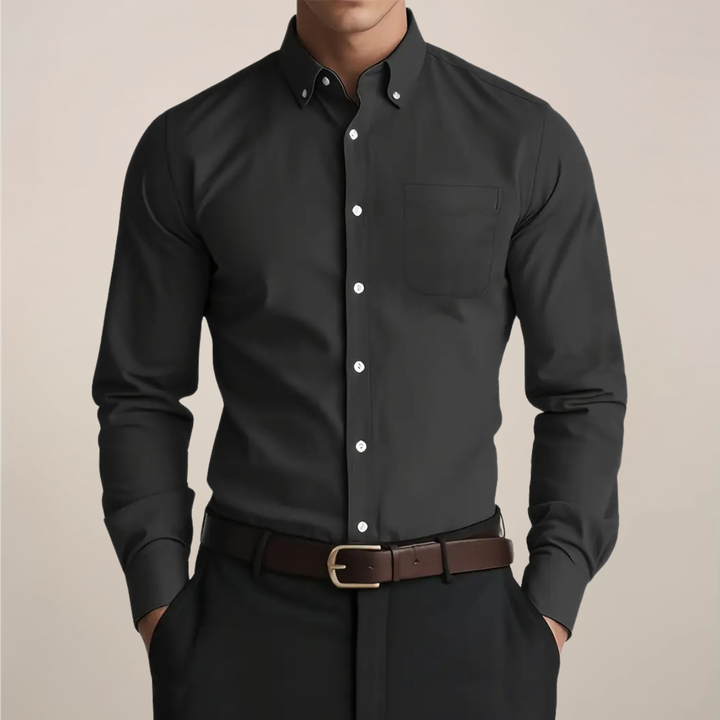 Comfortable men's long sleeve button-up shirt. Perfect for a versatile look, whether casual or smart office attire.