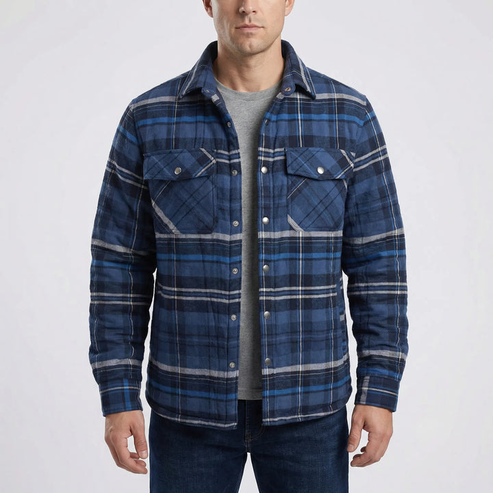 Warm and stylish men's classic plaid lumberjack jacket. Ideal for fall & winter fashion.