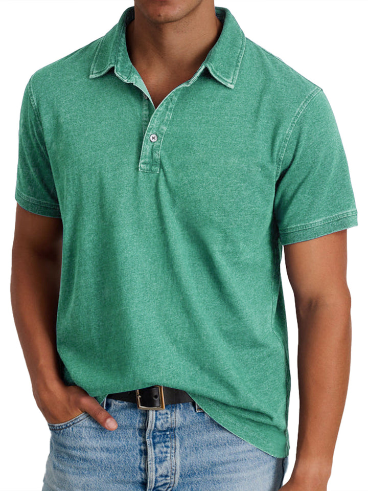 Smart casual men's polo shirt with a relaxed fit & button placket. Ideal for versatile everyday wear.
