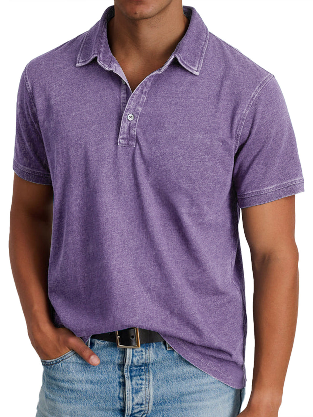Classic men's relaxed fit polo, button placket detail. Perfect for smart casual outfits & spring fashion.